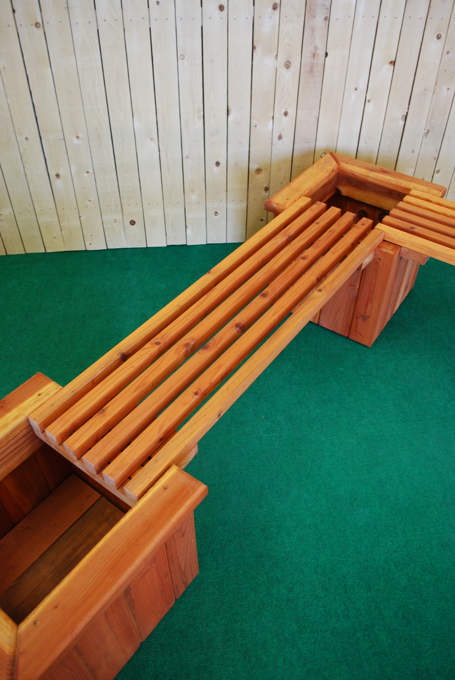 redwood planter and bench