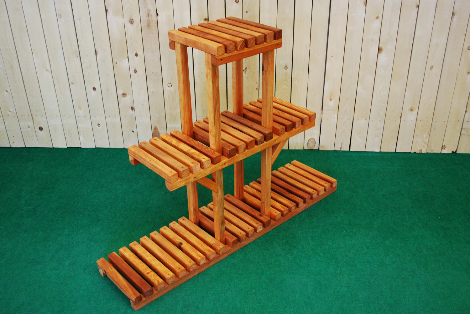 redwood 3-tier plant stand