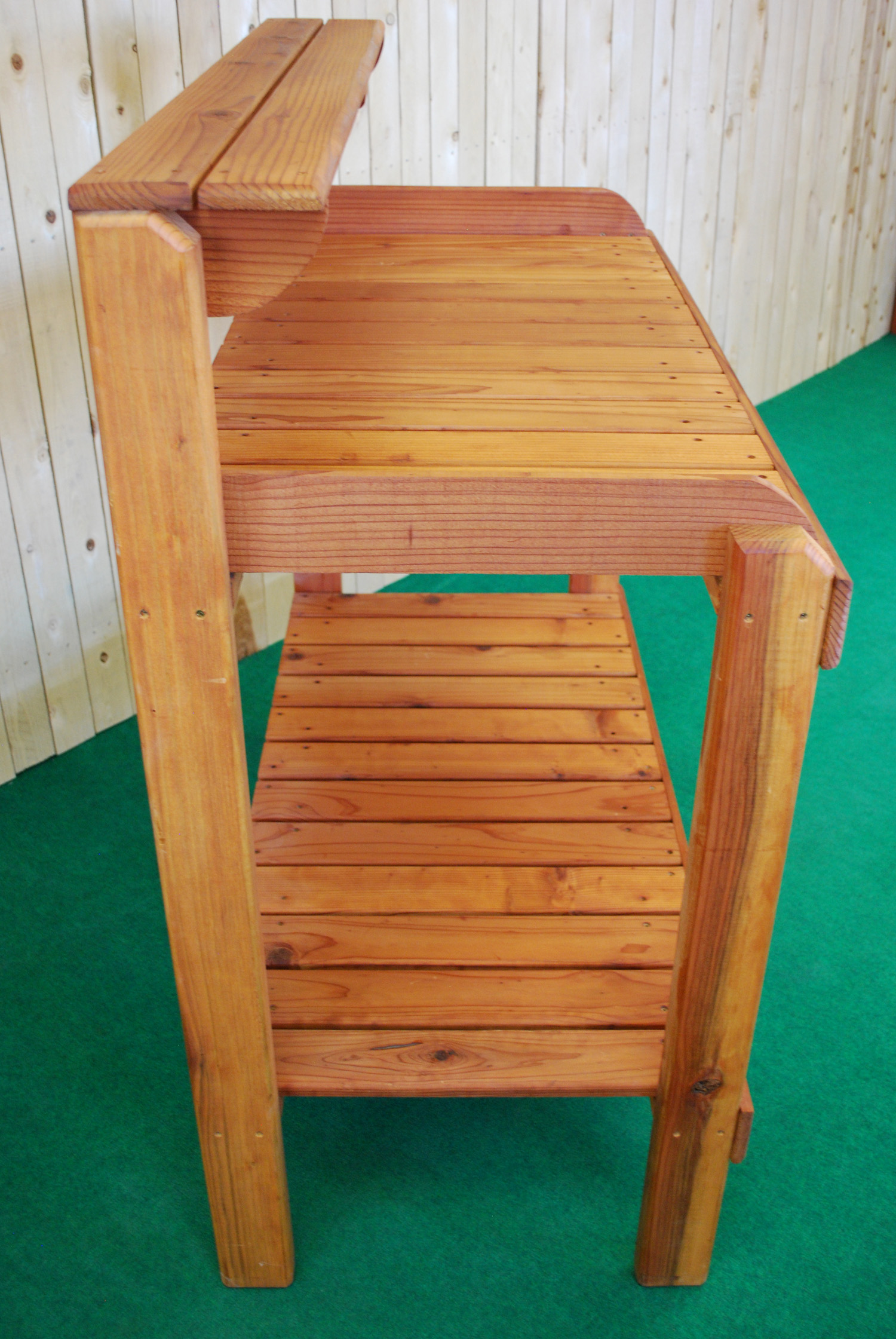 redwood potting bench