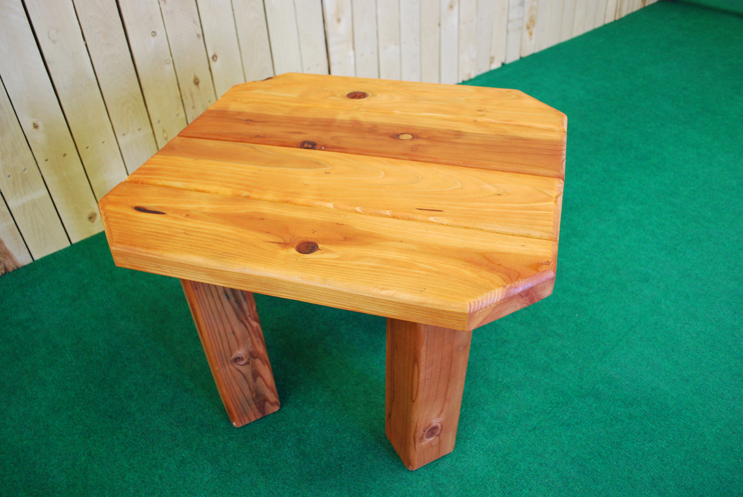 redwood octagon accent table