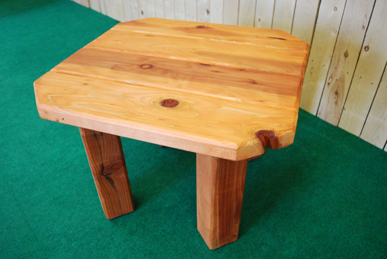 redwood octagon accent table