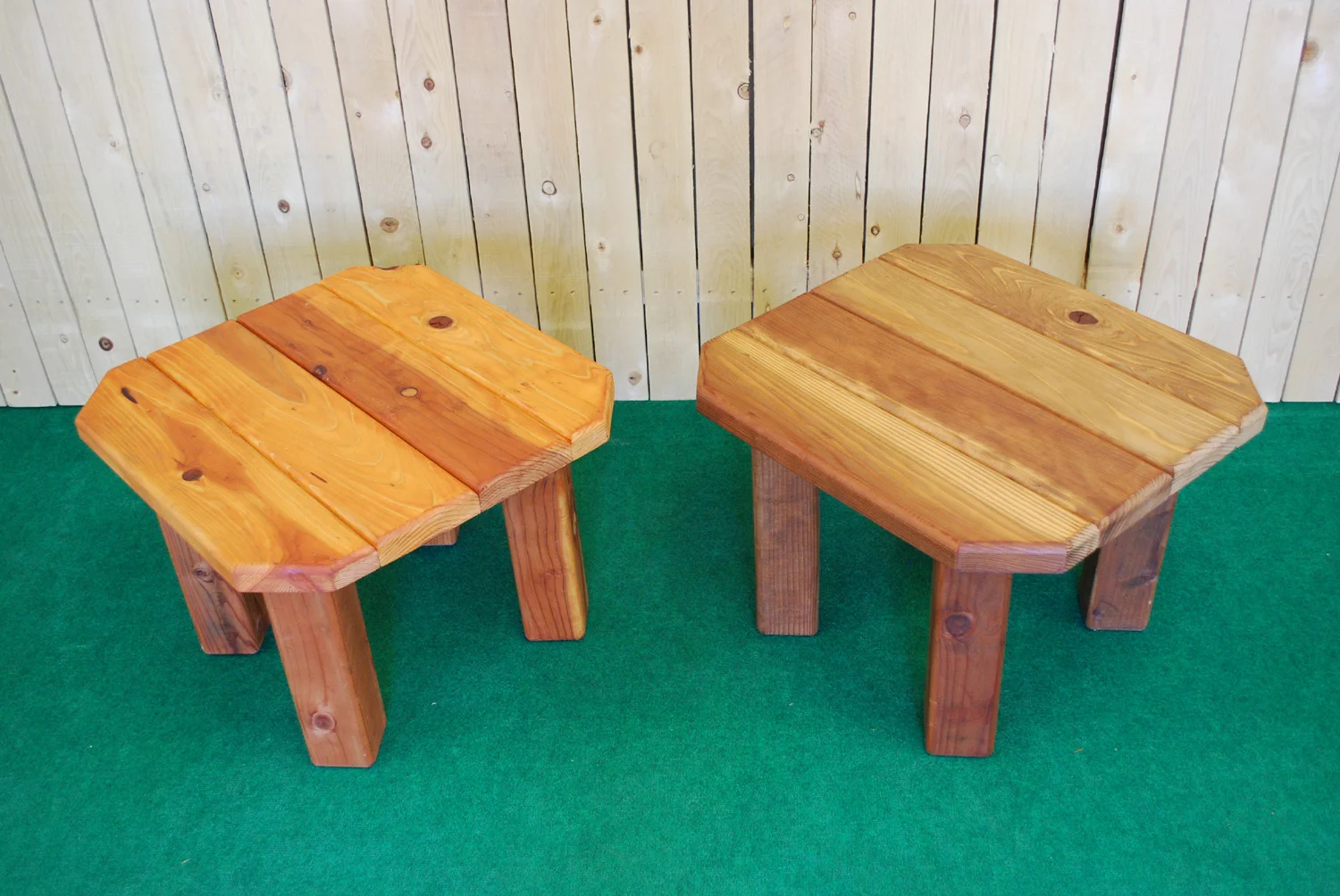 redwood octagon accent table