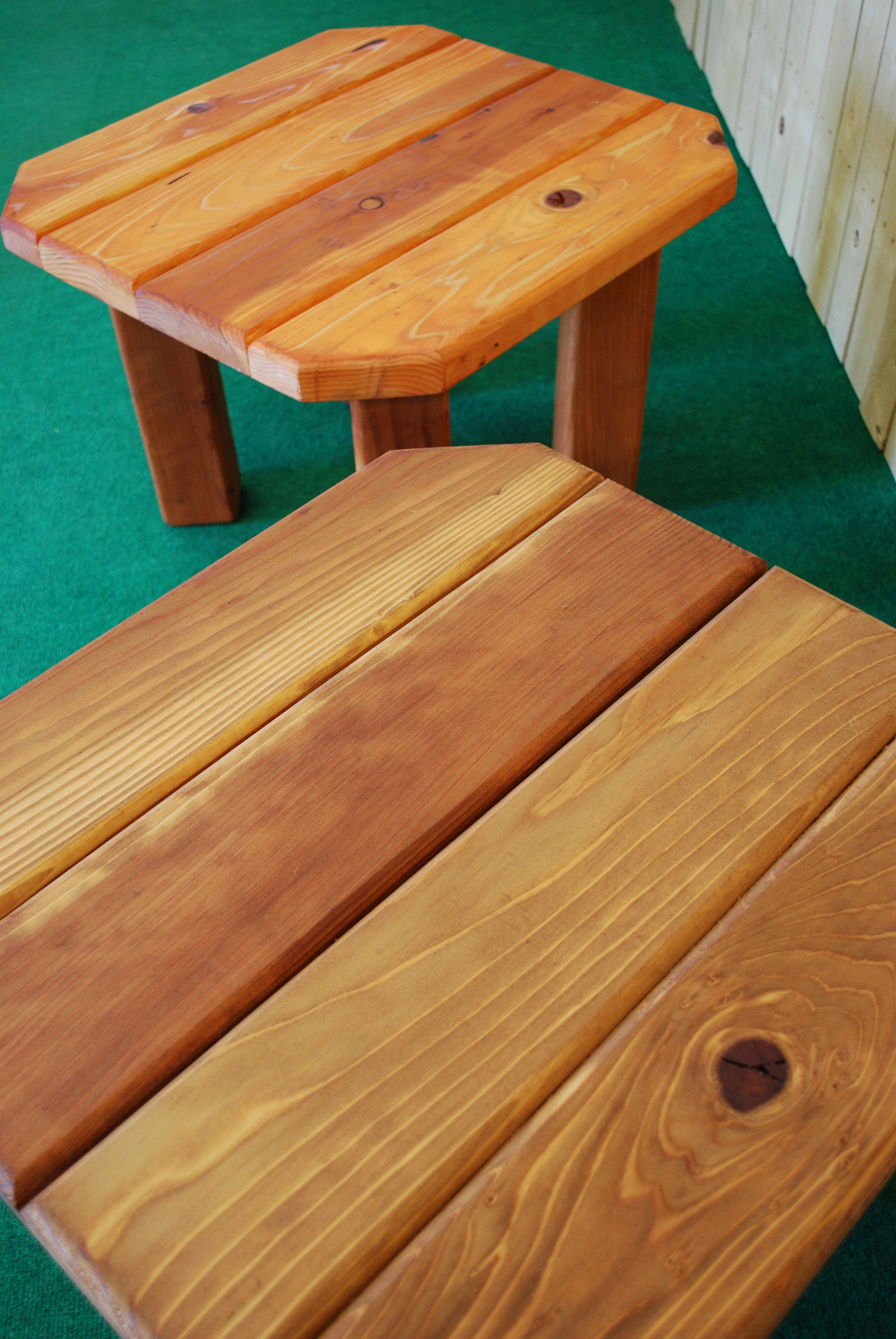 redwood octagon accent table