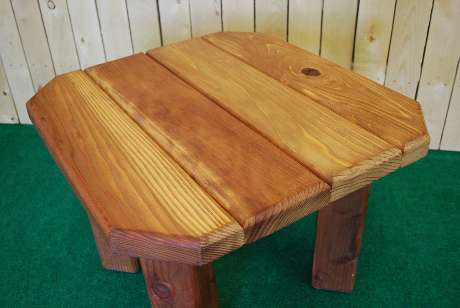 redwood octagon accent table