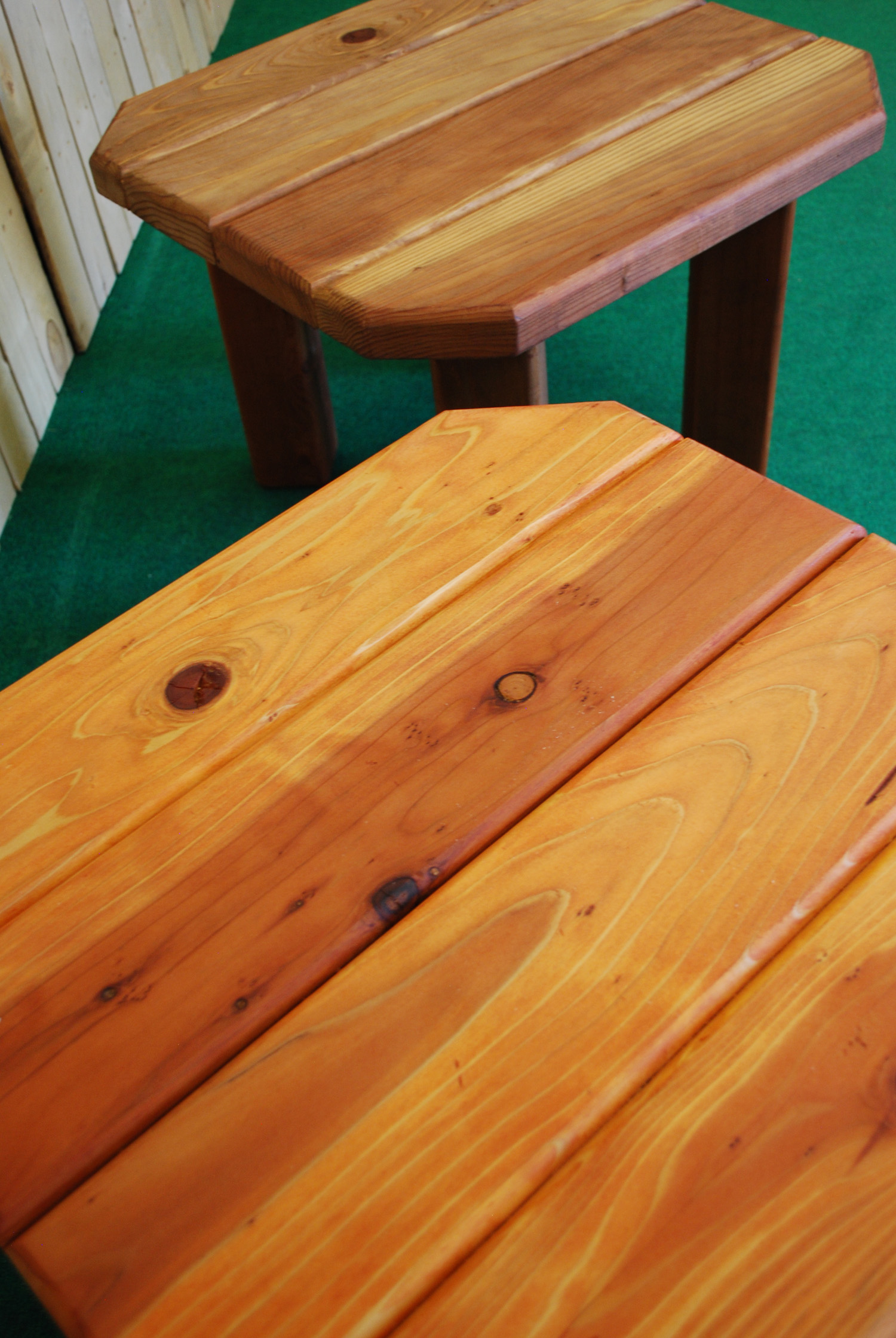 redwood octagon accent table