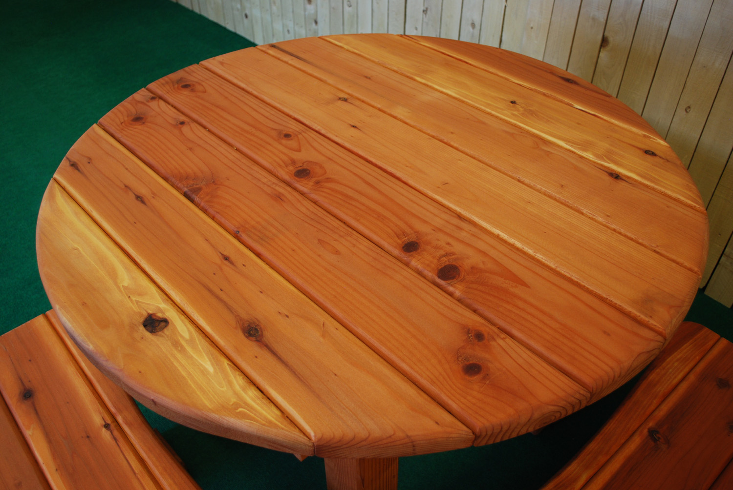 48" redwood round picnic table