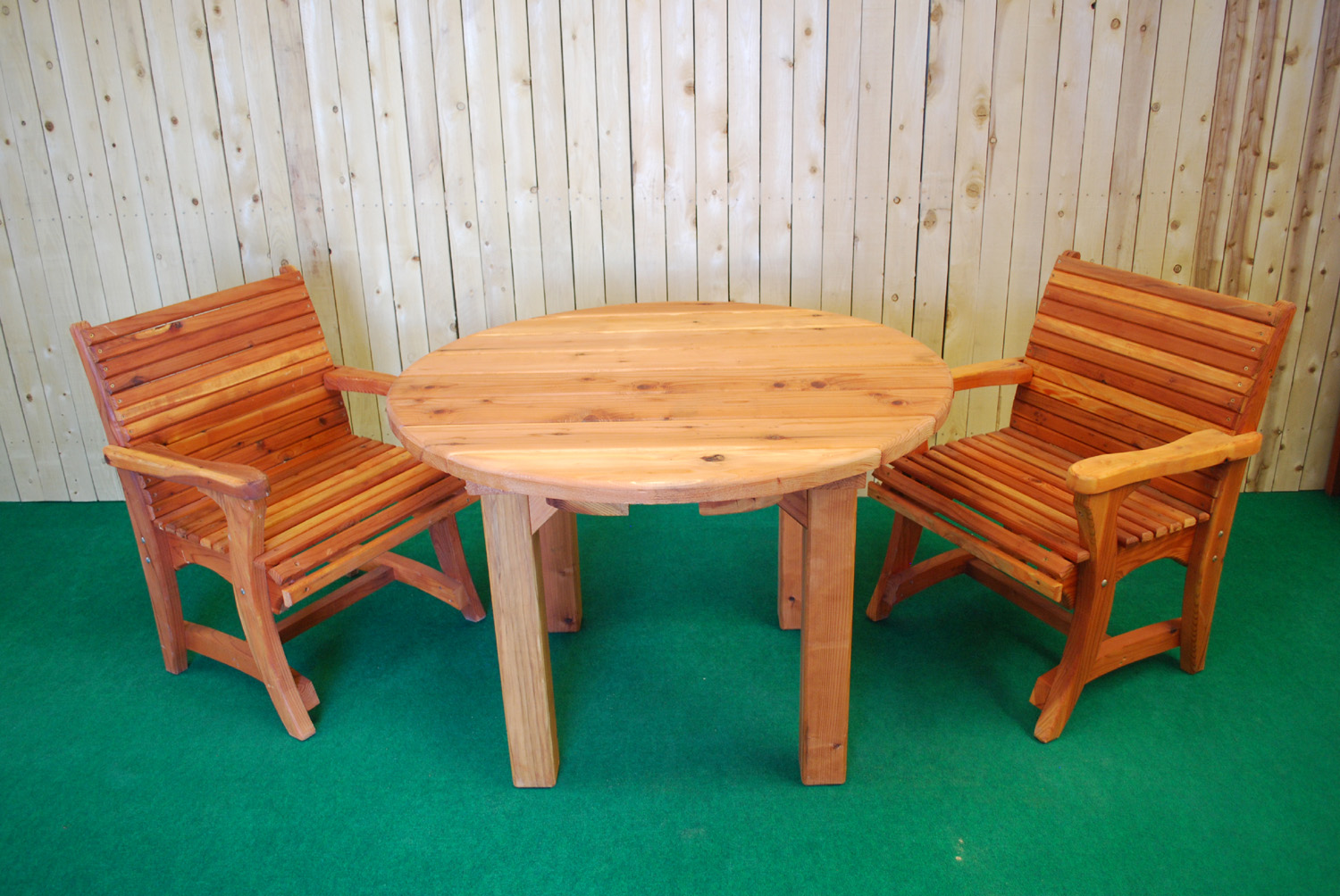 48" redwood round picnic table