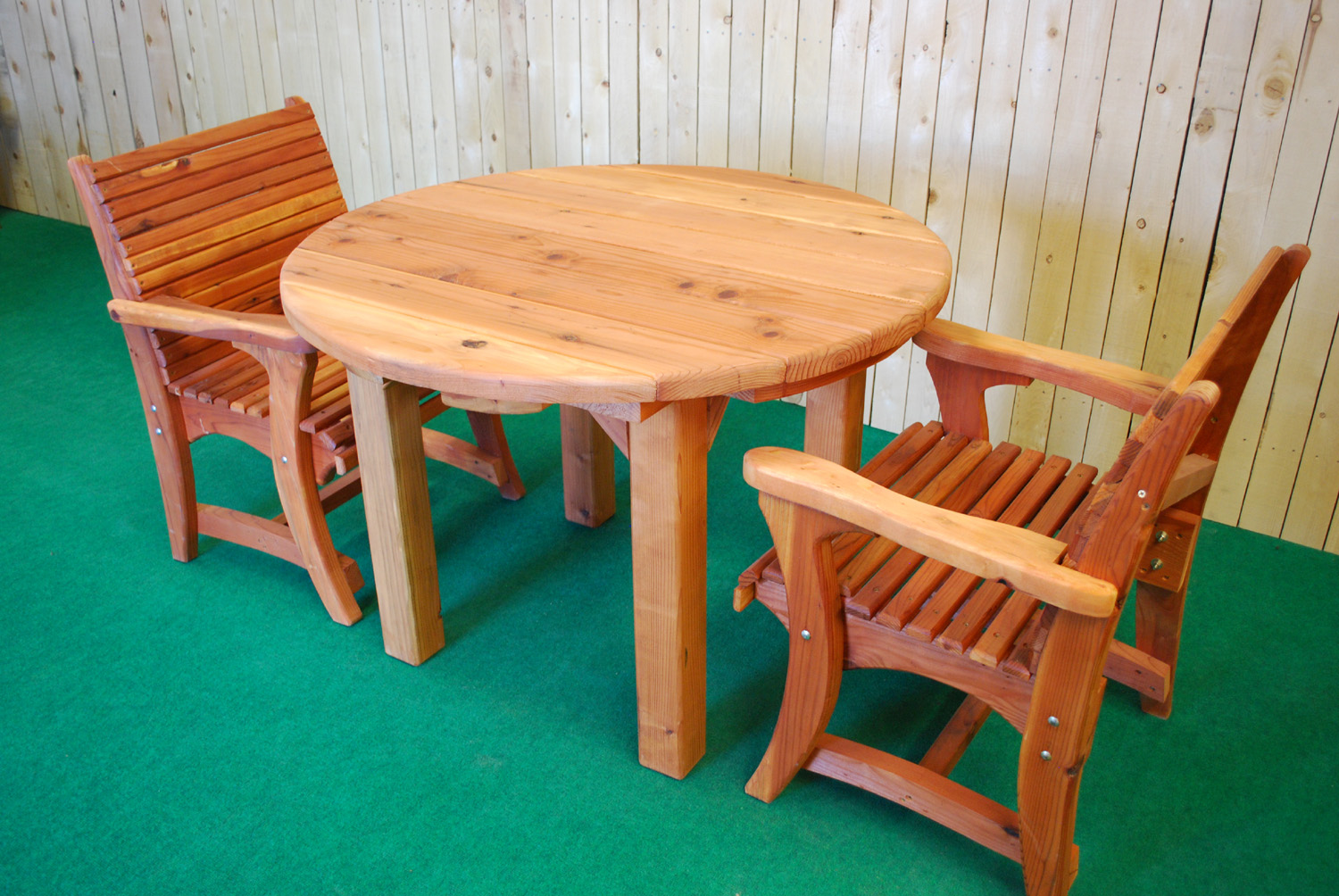 48" redwood round picnic table