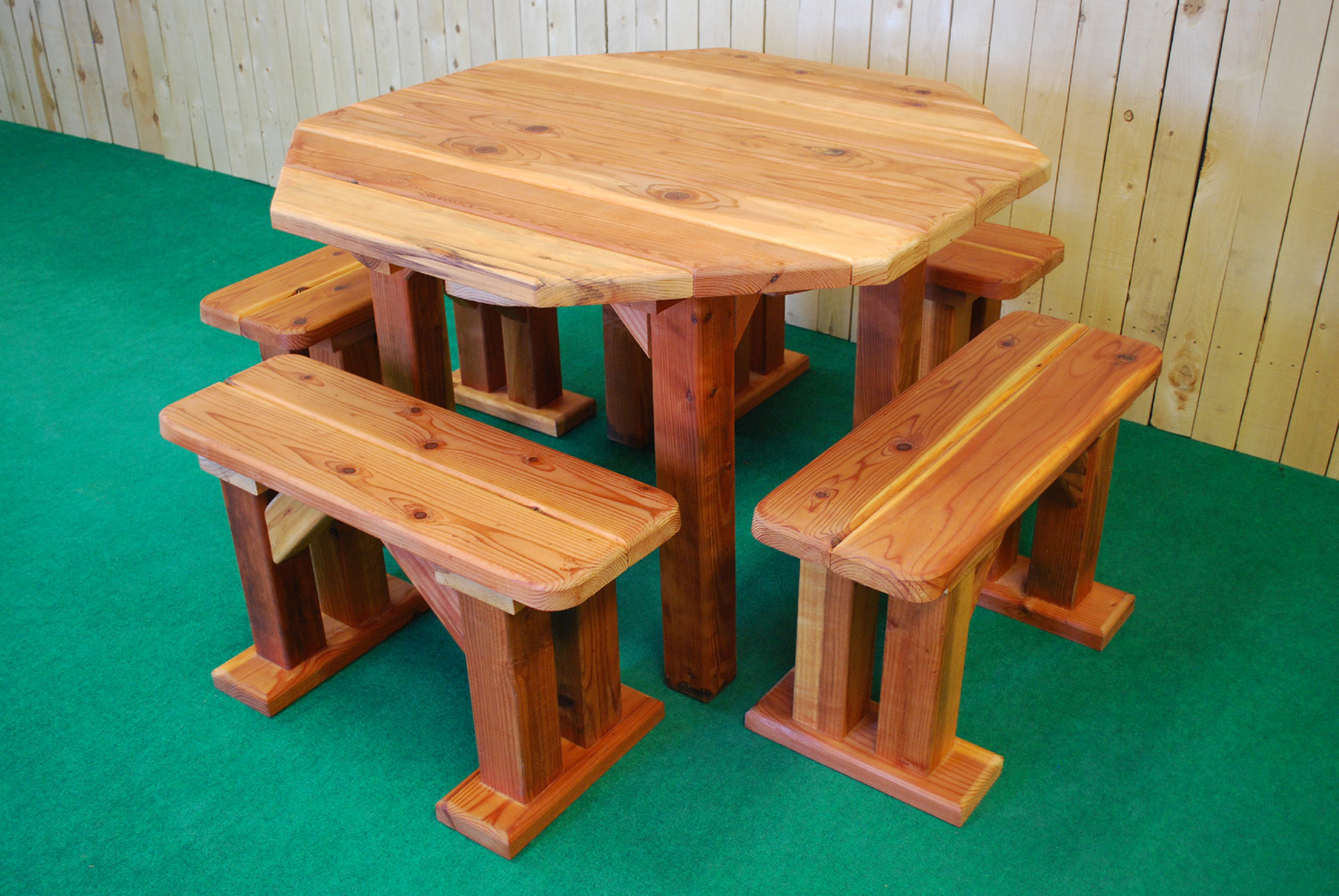 48" redwood octagon picnic table