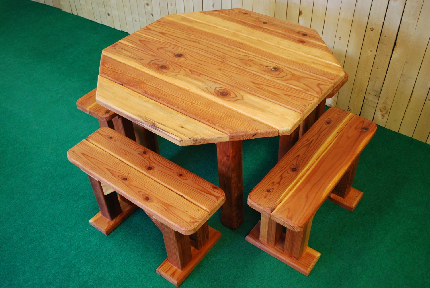 48" redwood octagon picnic table