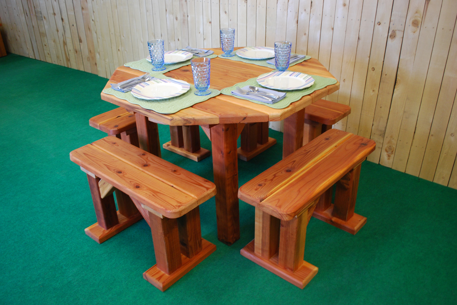 48" redwood octagon picnic table