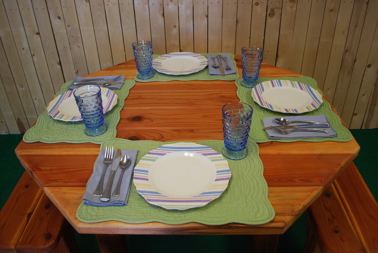 48" redwood octagon picnic table