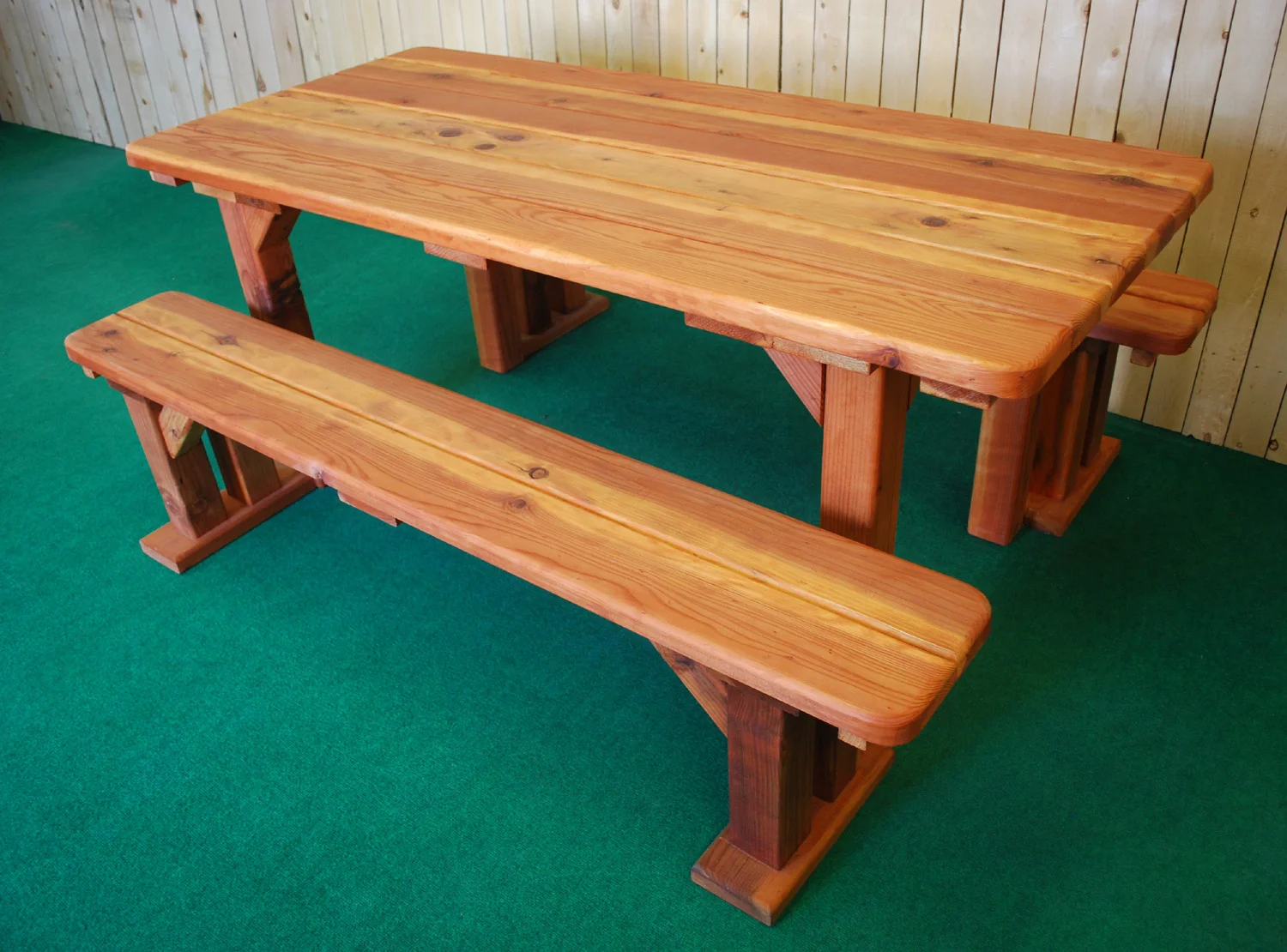 72" redwood rectangle picnic table
