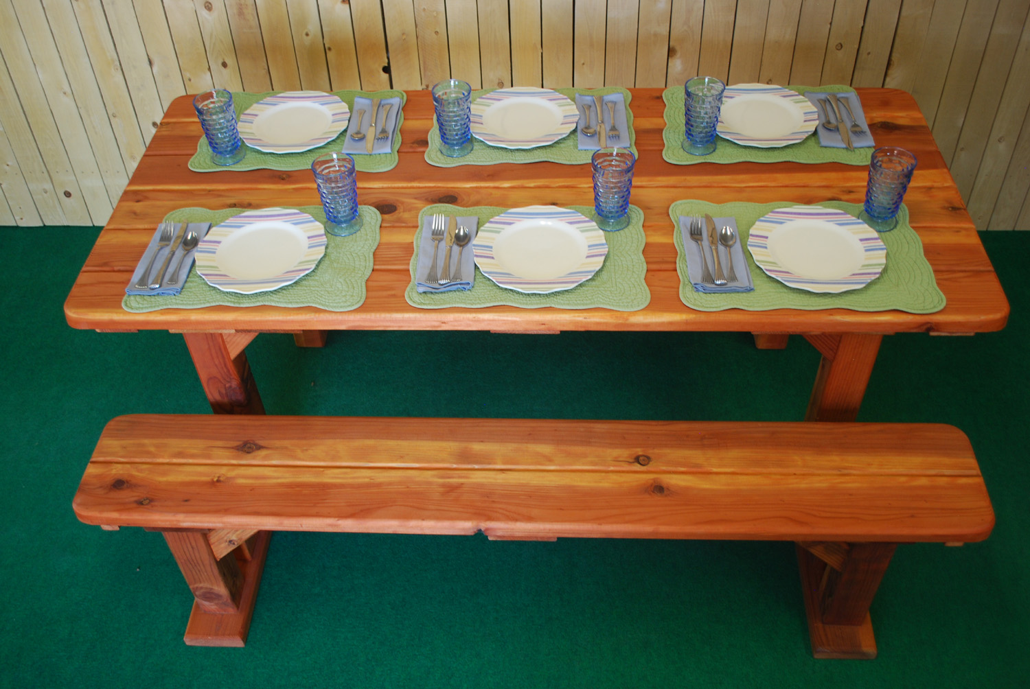 72" redwood rectangle picnic table