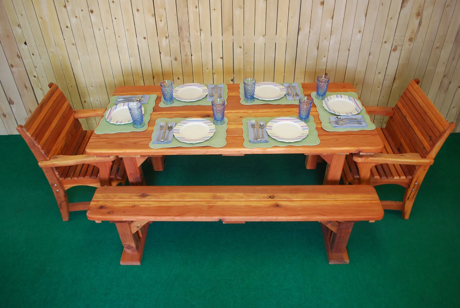 72" redwood rectangle picnic table