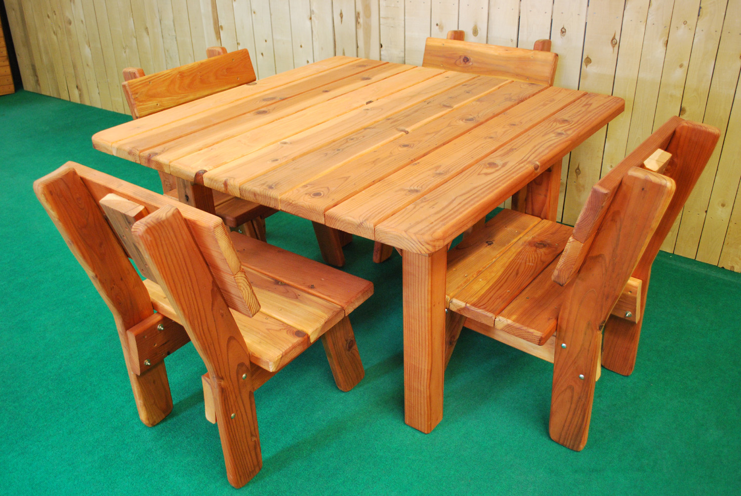 48" redwood square picnic table