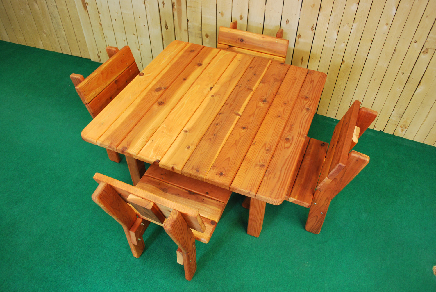 48" redwood square picnic table