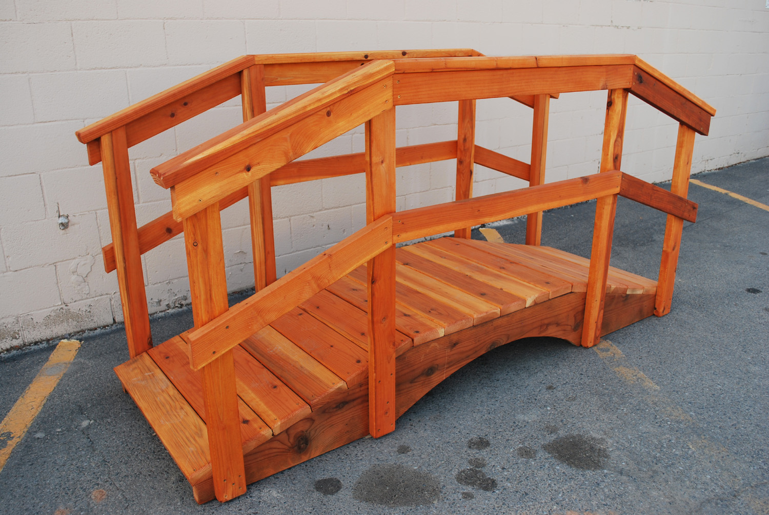 8' redwood bridge w/ 36" handrail
