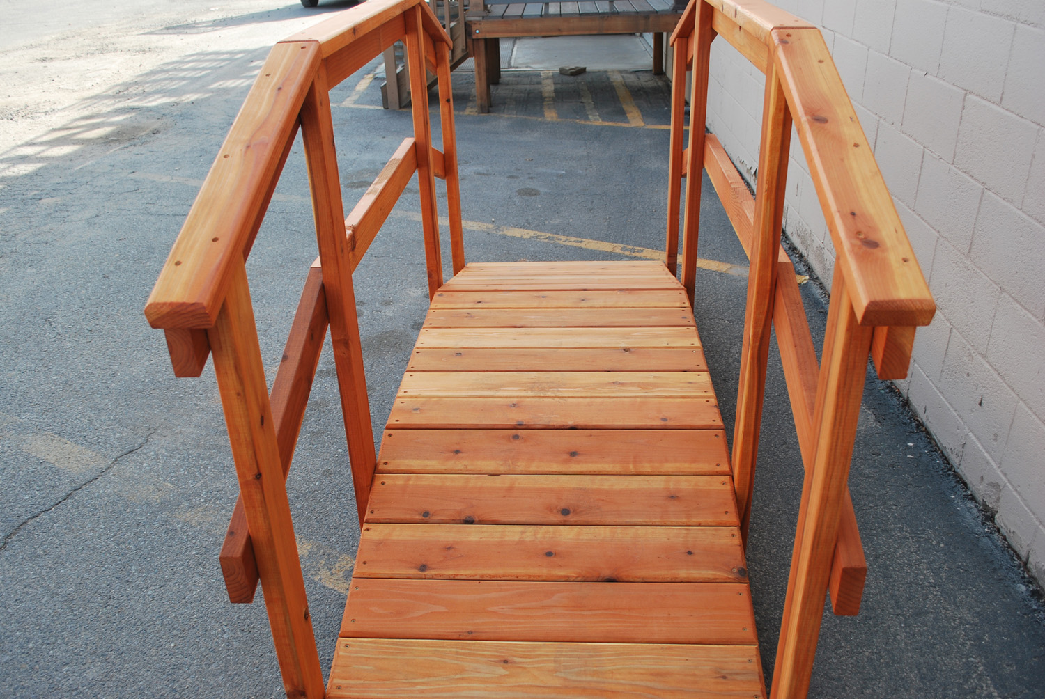 8' redwood bridge w/ 36" handrail