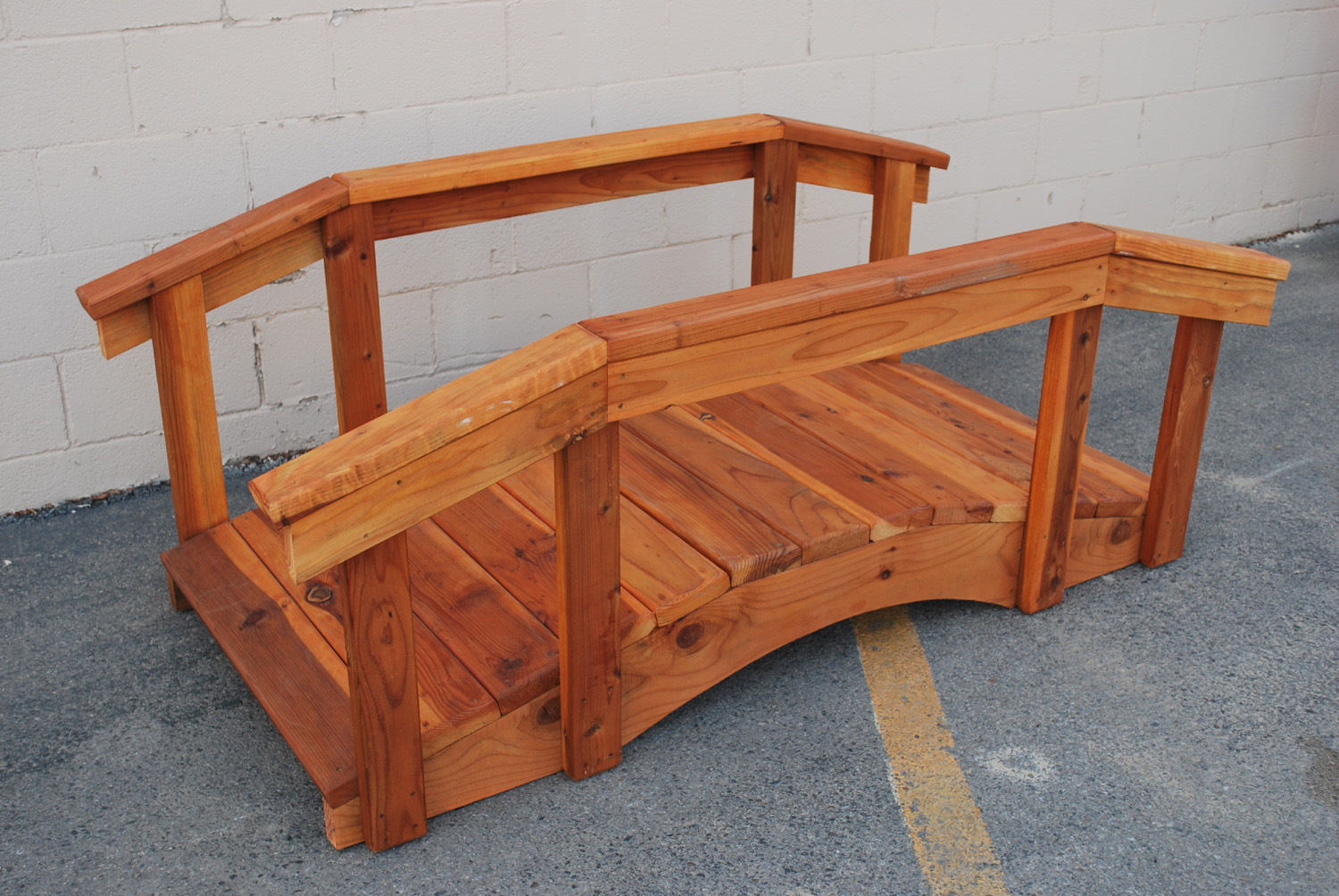 6' redwood bridge with 17" high handrail