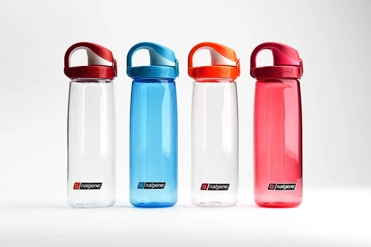 This water bottle by Nalgene is perfect for everyday use. It's narrow enough to fit comfortably in your hand and is simple to drink from (no squeezing or straws like some sports bottles that are more suited for the trail or the gym). Plus the lid has a back-up locking clip so you feel confident that you can throw it in your bag and it won't spill! 