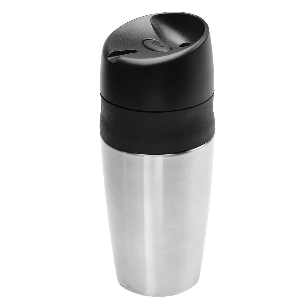 Once again the folks at OXO have improved on a product that many others have tried and failed to perfect. This travel mug is insulated to keep your beverage hot, is easy to drink from, fits most cup holders, but the best part is the simple push-button locking mechanism that keeps your beverage from spilling even when held upside down. And the bonus feature is that it's very easy to give it a thorough cleaning, unlike some locking travel mugs that have places where old moldy coffee can get trapped. 