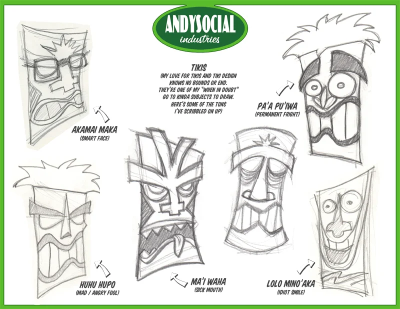 Study Sheets: Tikis & Such — Andysocial Industries