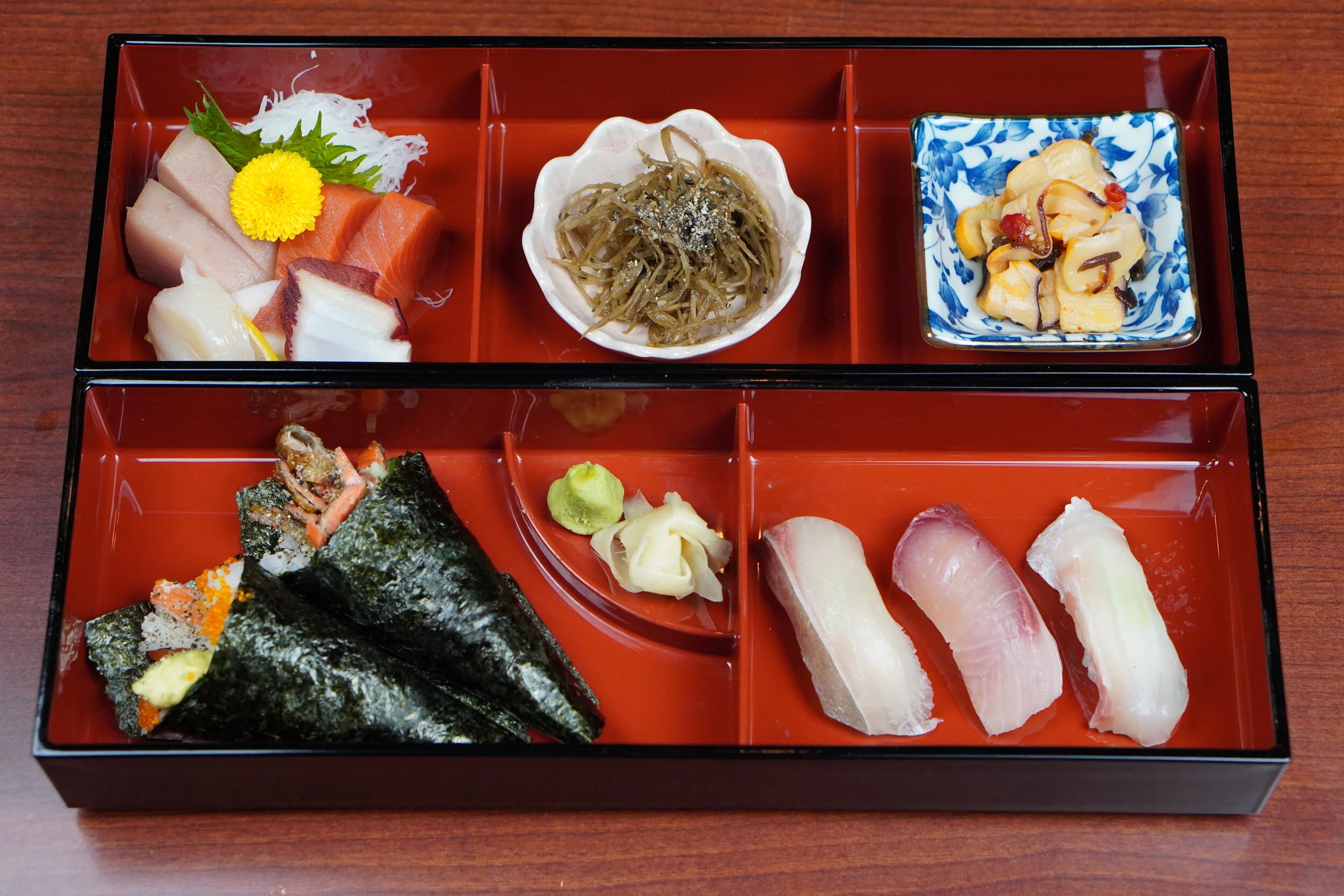 Dinner Bento, Vegetarian Maki and Roll, Party Trays. — Yujiro Japanese