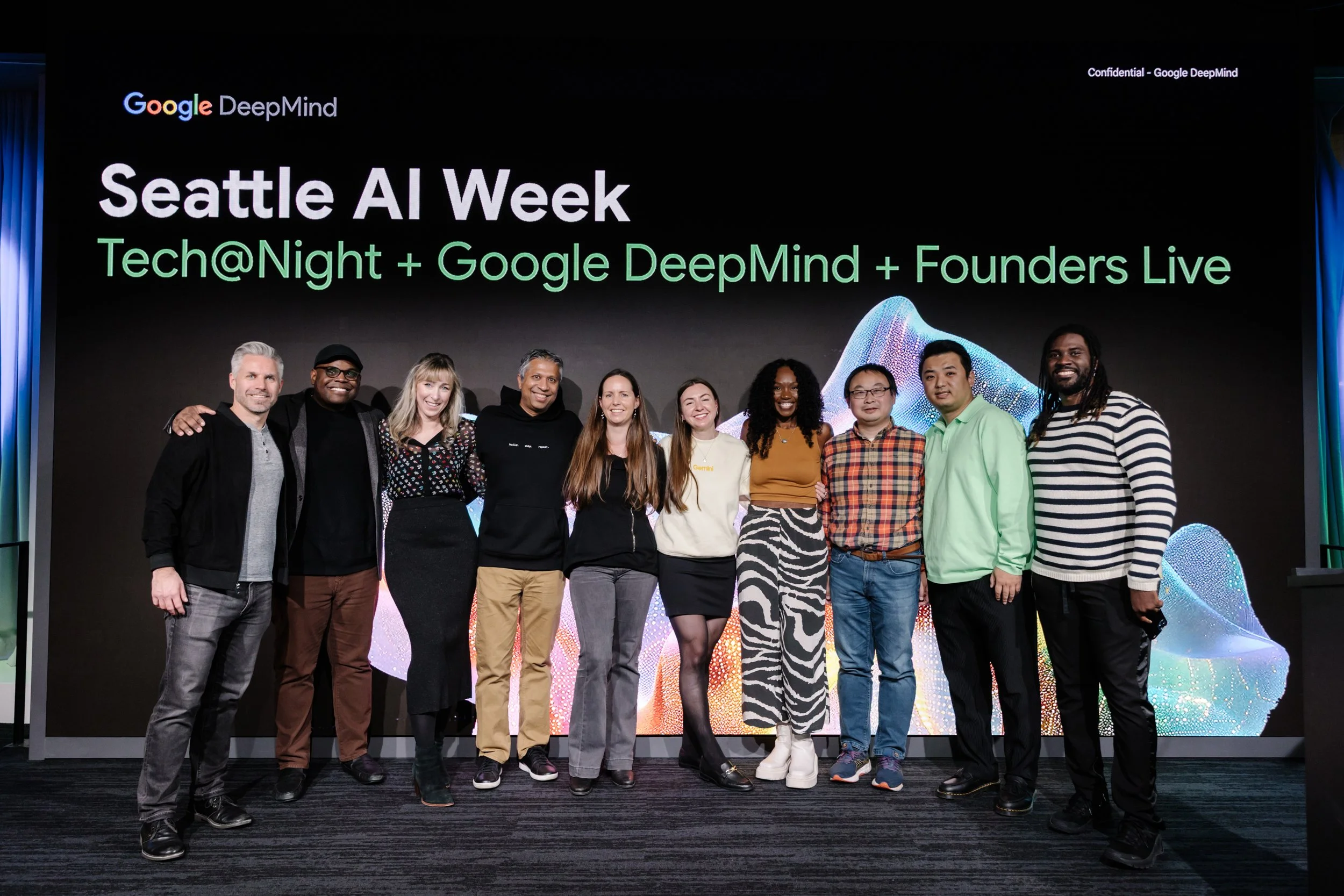  Seattle event photographer, Seattle convention center photographer, Seattle corporate photographer, Seattle Google photographer, group of peers at Seattle AI week including Deep Mind and Founders Live 