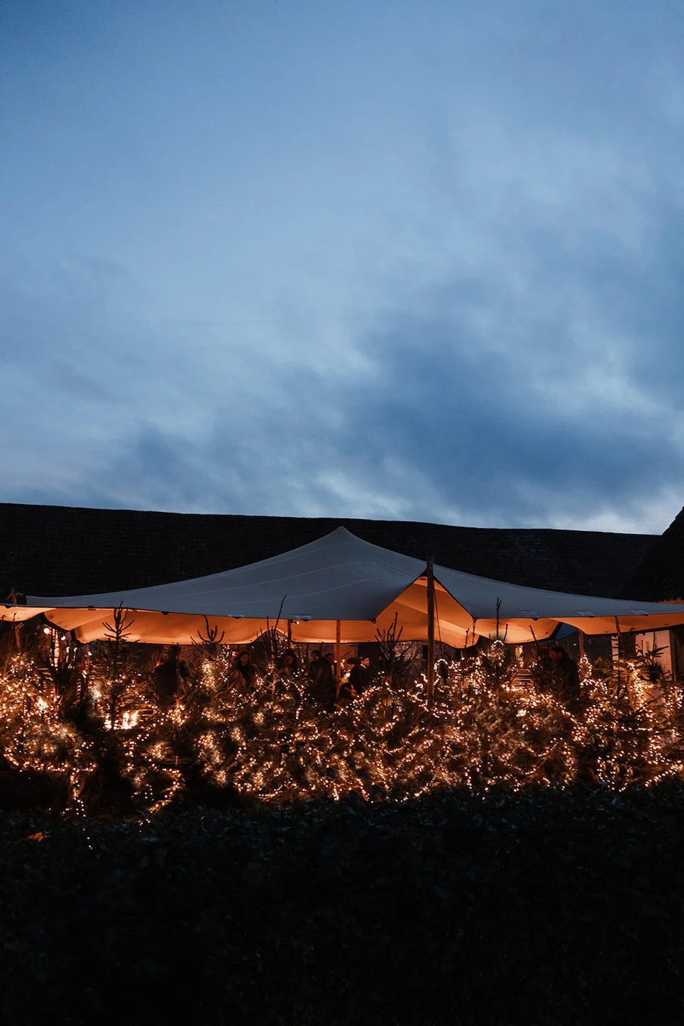 tent met kerstboom aankleding