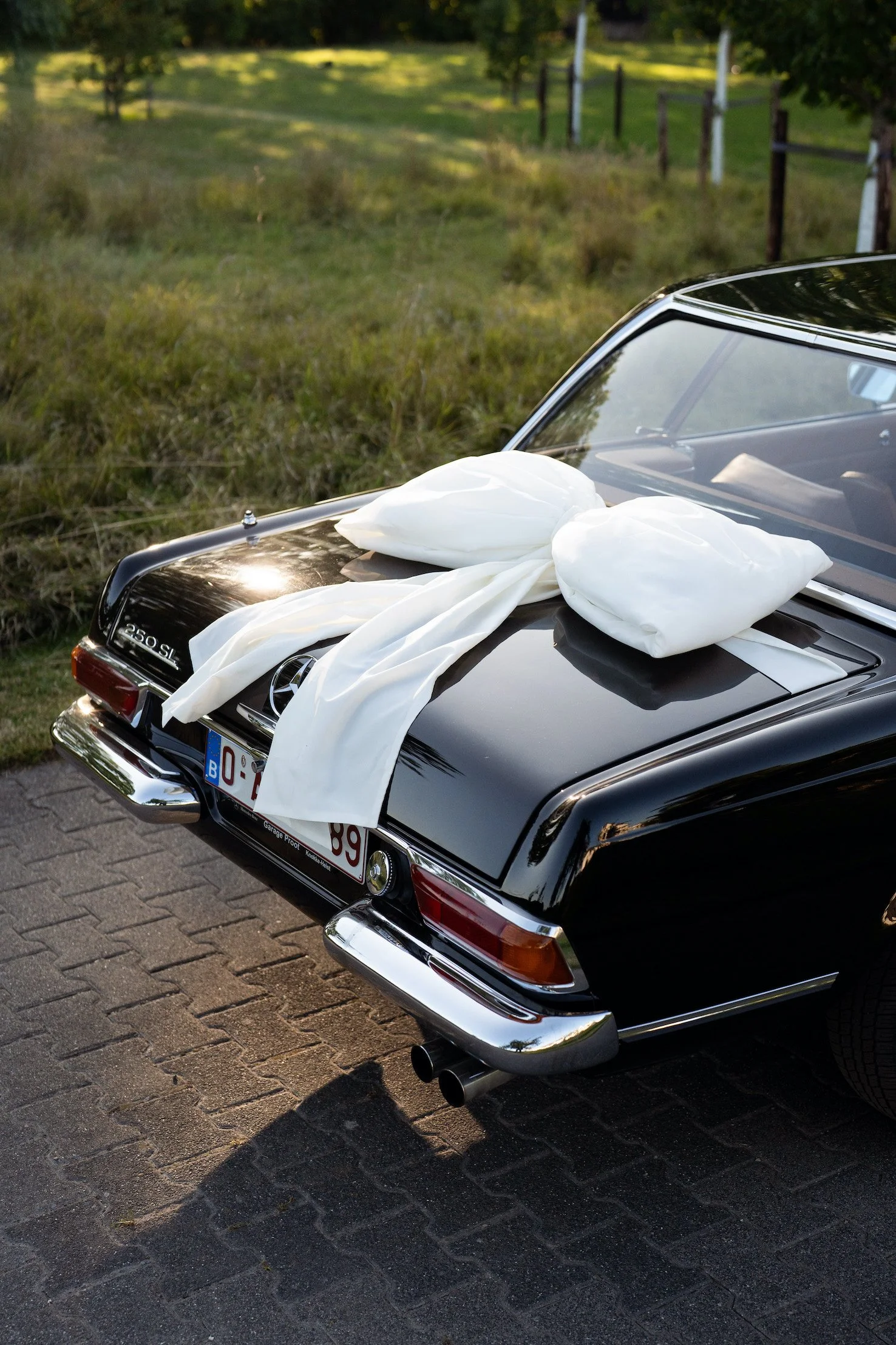 detail shot van auto met elegante strik