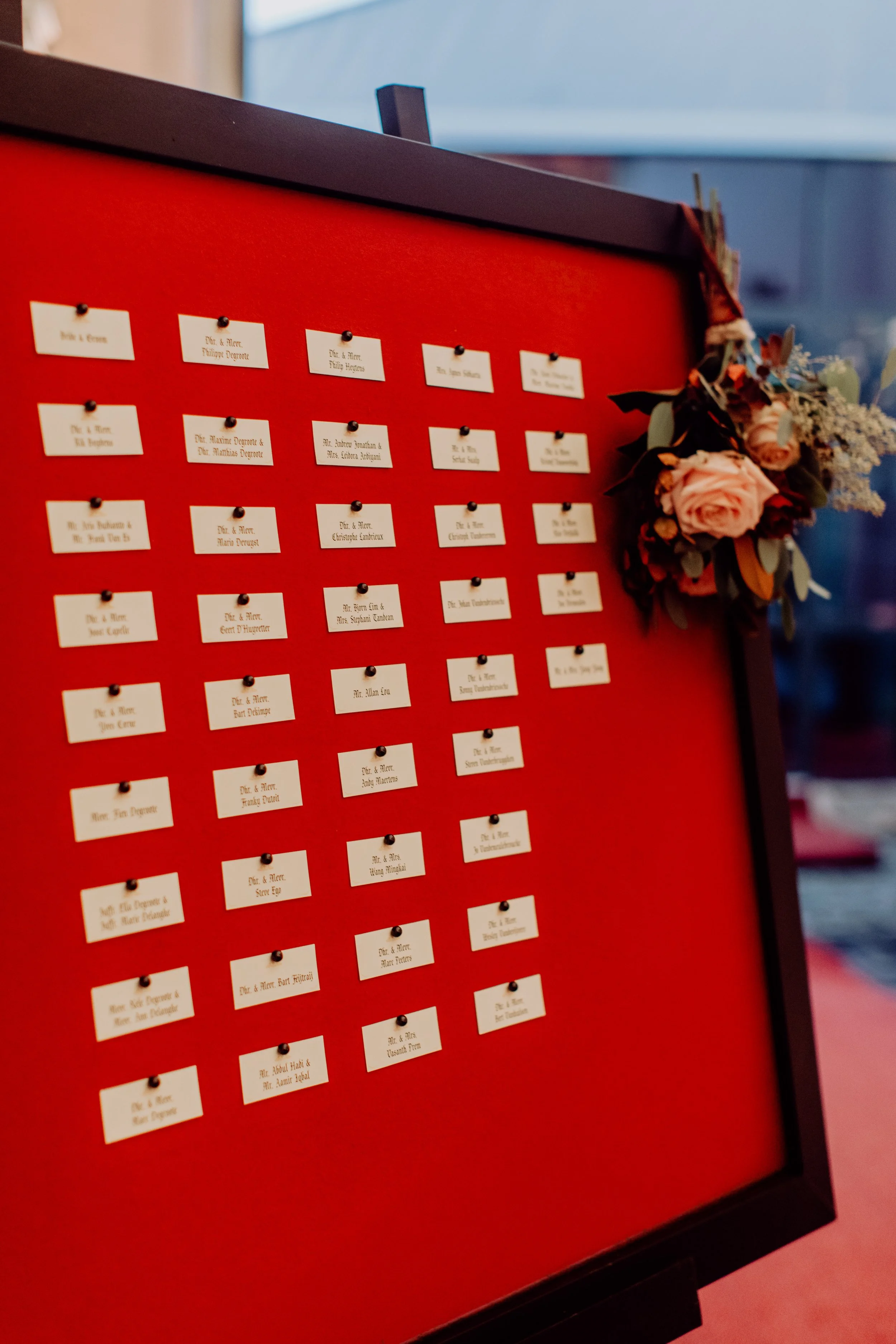 seating chart met naamkaartjes