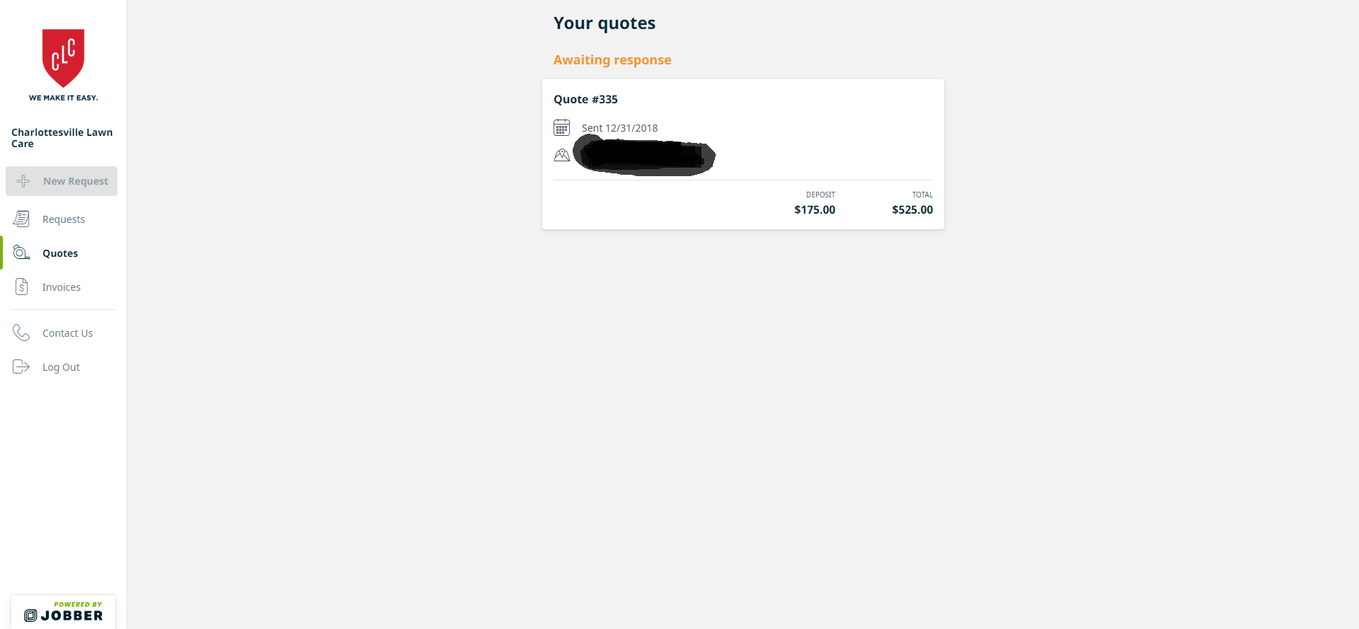 This is a quote in the Client Hub. Client clicks this Quote and it takes them to the next screen below.