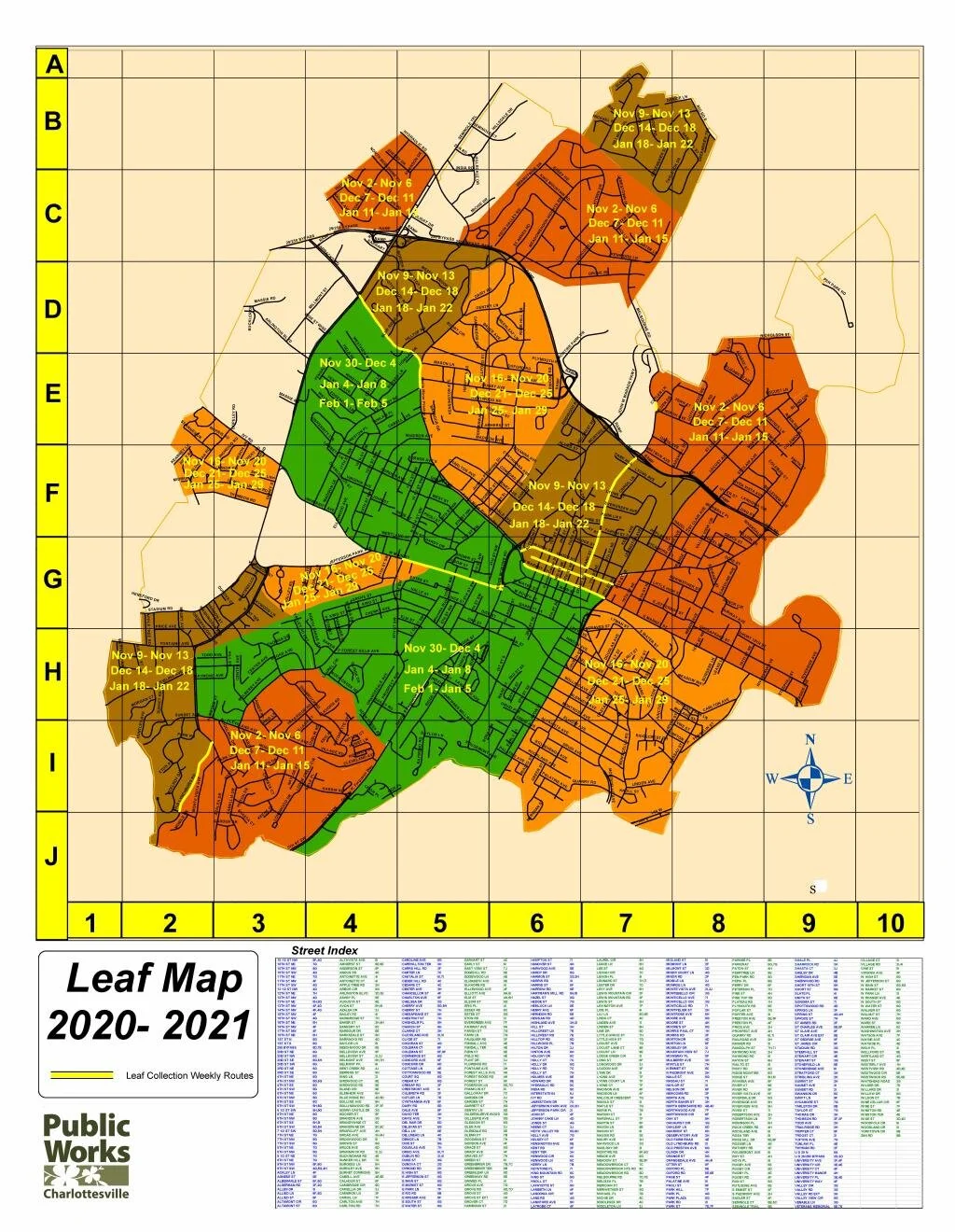 Charlottesville Leaf Collection Map