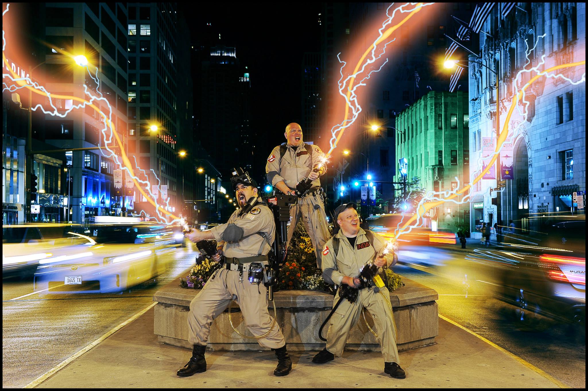 Alan, Biddle, and I on Michigan Ave. Photo by John Dart.