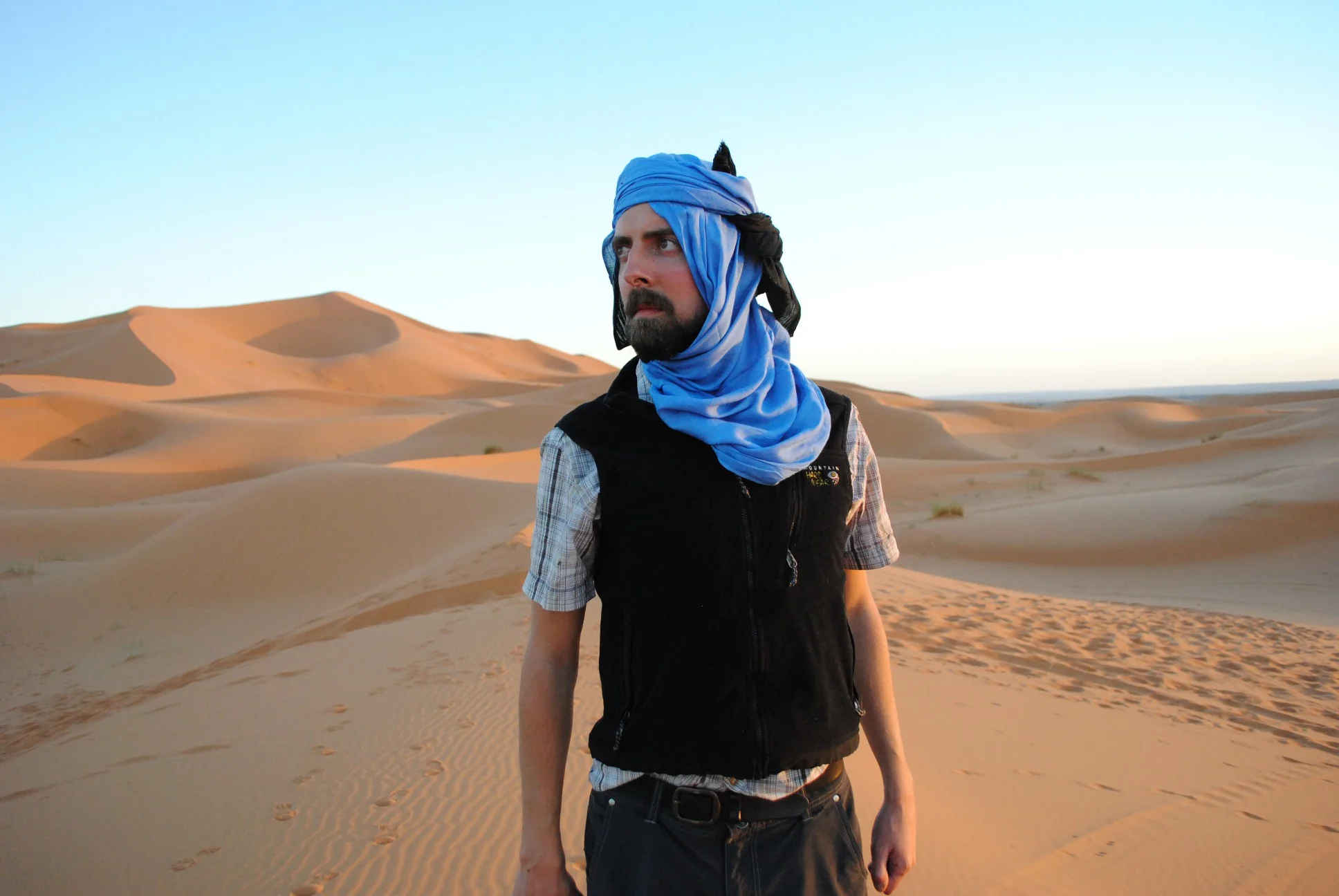 Jason's explorer pose.