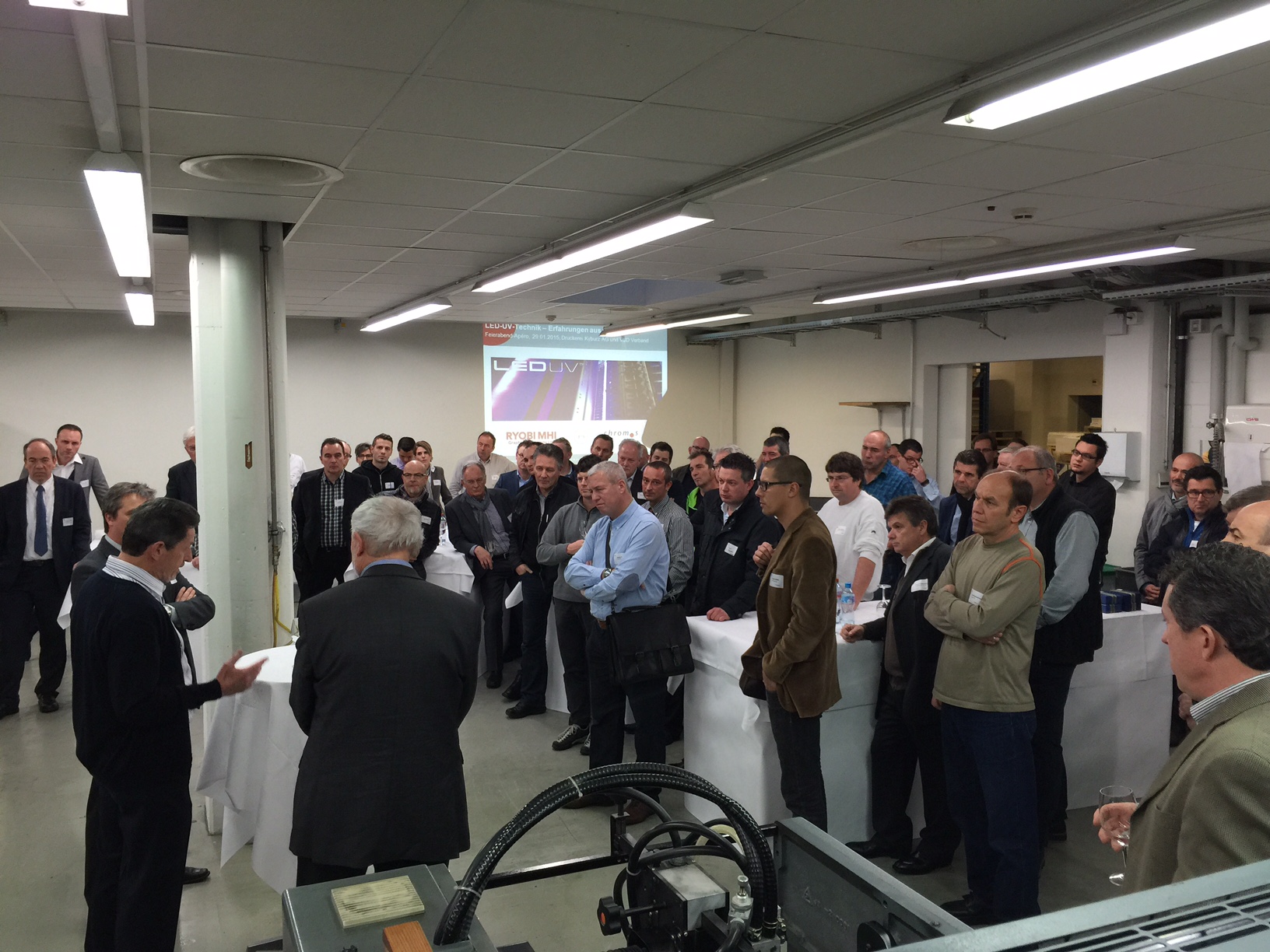 Over 75 visitors attended the first LED-UV Open House in Europe hosted by AMS Reseller Chromos AG and Druckeri Kyburz just outside of Zurich