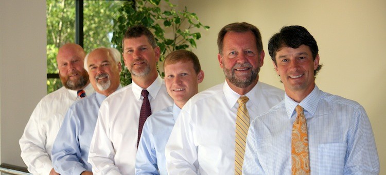 The team at Hederman Brothers eagerly awaits the new KBA Rapida 106. Right to left: Doug Hederman, president and CEO; Rick Smith, executive VP; Coby Parker, comptroller; John Shaw, printing manager; Bert Jackson, executive VP; and James Houck, operations manager.