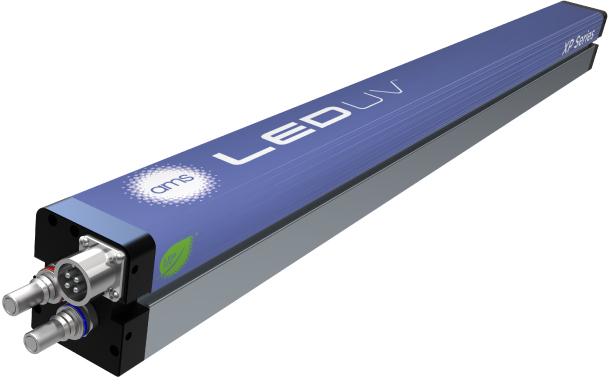 ARTICLE EXCERPT: Featured by Air Motion Systems | AMS LED UV, the XP Series LED UV Module provides the highest curing intensities and greatest working range for high-speed sheetfed and web offset presses; additionally, total uniformity enables gap-less curing. The patented, liquid-cooled form factor features replaceable LED chip packages; the MultiWave Wide Spectrum option enables compatibility with many standard UV inks.