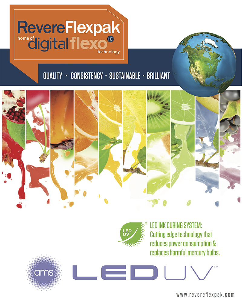 LED UV-cured film samples printed by RevereFlexpak will be available at the AMS booth (3801) during LabelExpo, giving flexo printers a chance to see the quality of LED-cured inks on various substrates.