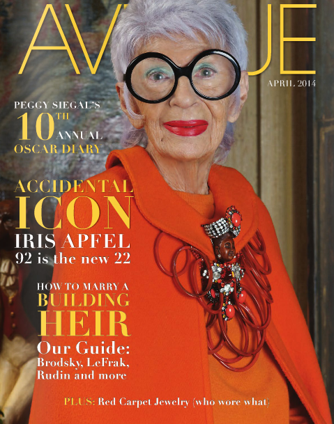 http://nycstylist.com/nycstylist-blog/2014/4/1/iris-apfel-april-cover-of-avenue // Photographed by: Keith Major 