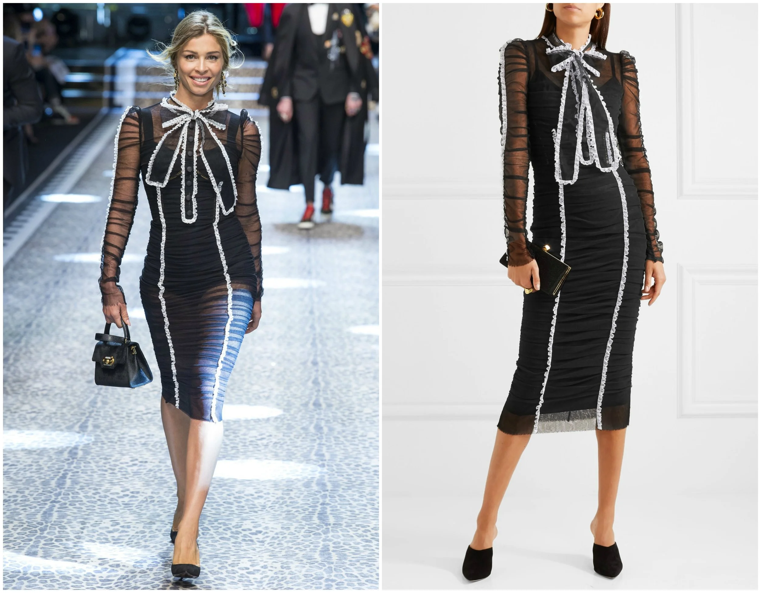 Dolce & Gabbana gave their runway a different twist by having up and coming celebrities walk their show instead of typical “It girls.” Like Anna Sui, D&G added lining to the sheer dress making it more practical for consumers.