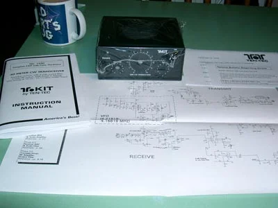 A view of the circuit and shrunk wrapped radio
