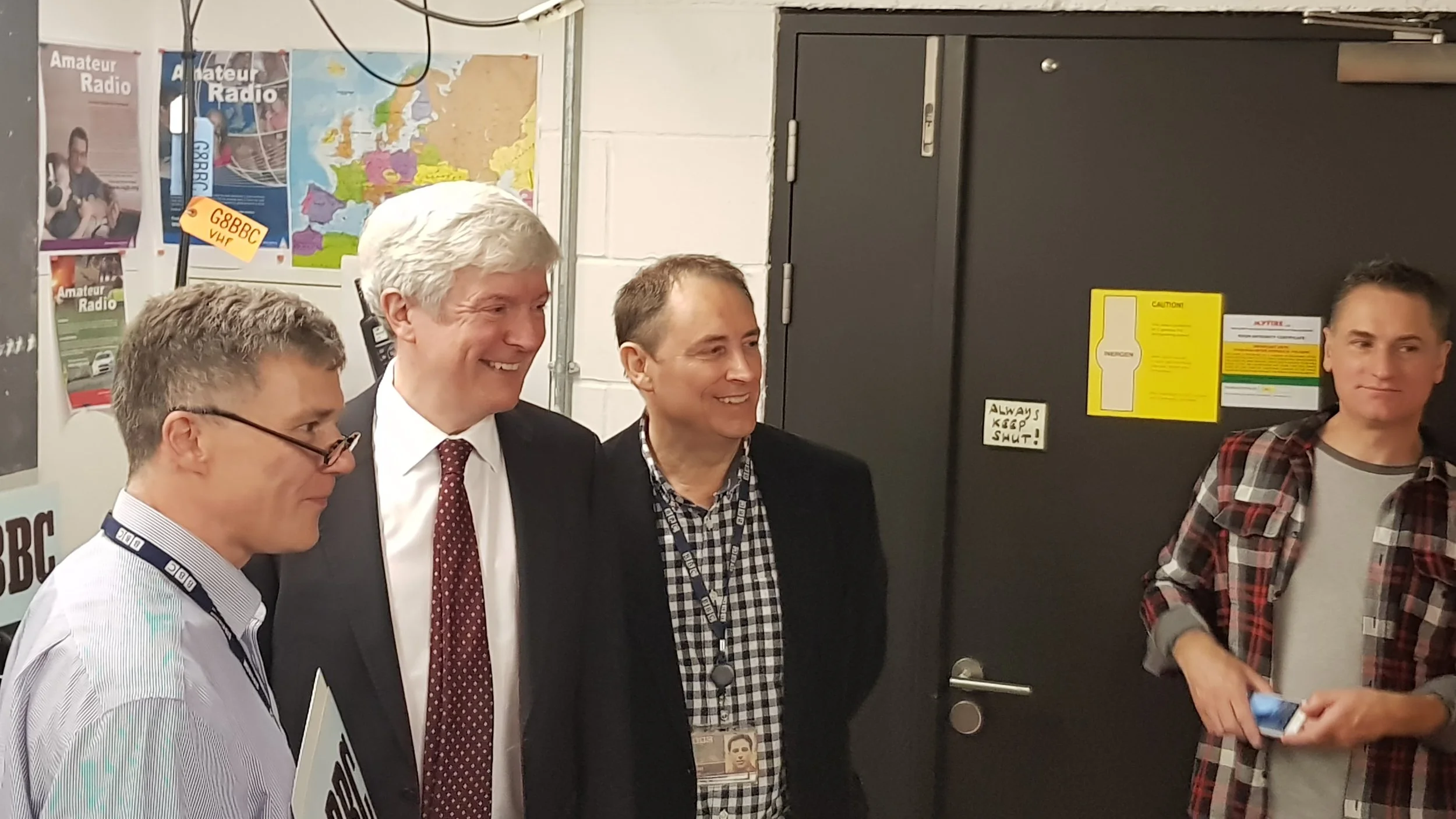 Lord Tony Hall, Director General BBC with BBC London Radio Clubs Jim Lee (G4AEH) and Jonathan Kempster (M5AEO)
