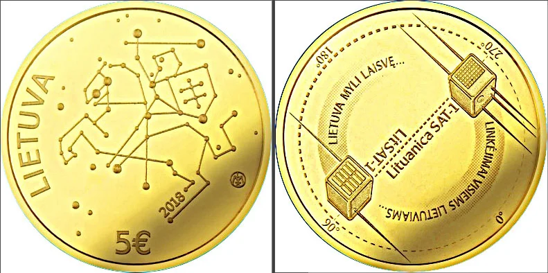 Bank of Lithuania Gold Coin Features Amateur Radio Satellites.jpg