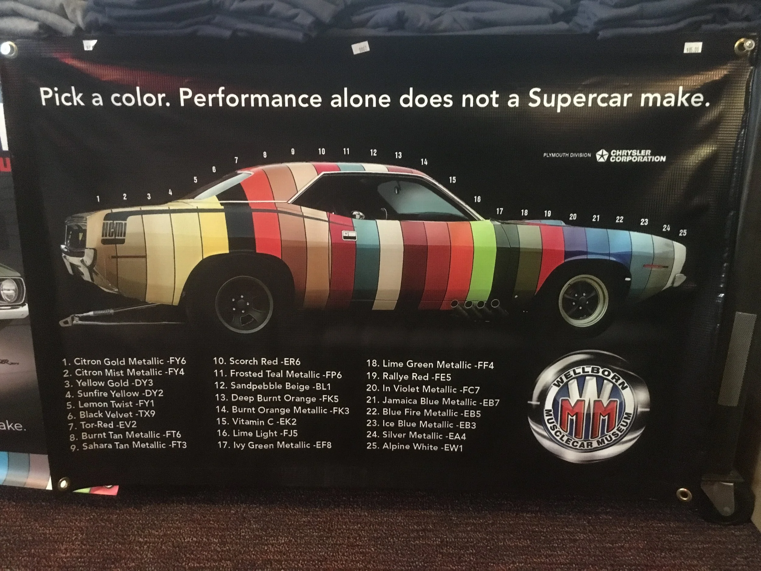 Paint Chip Cuda Banner — Wellborn Musclecar Museum