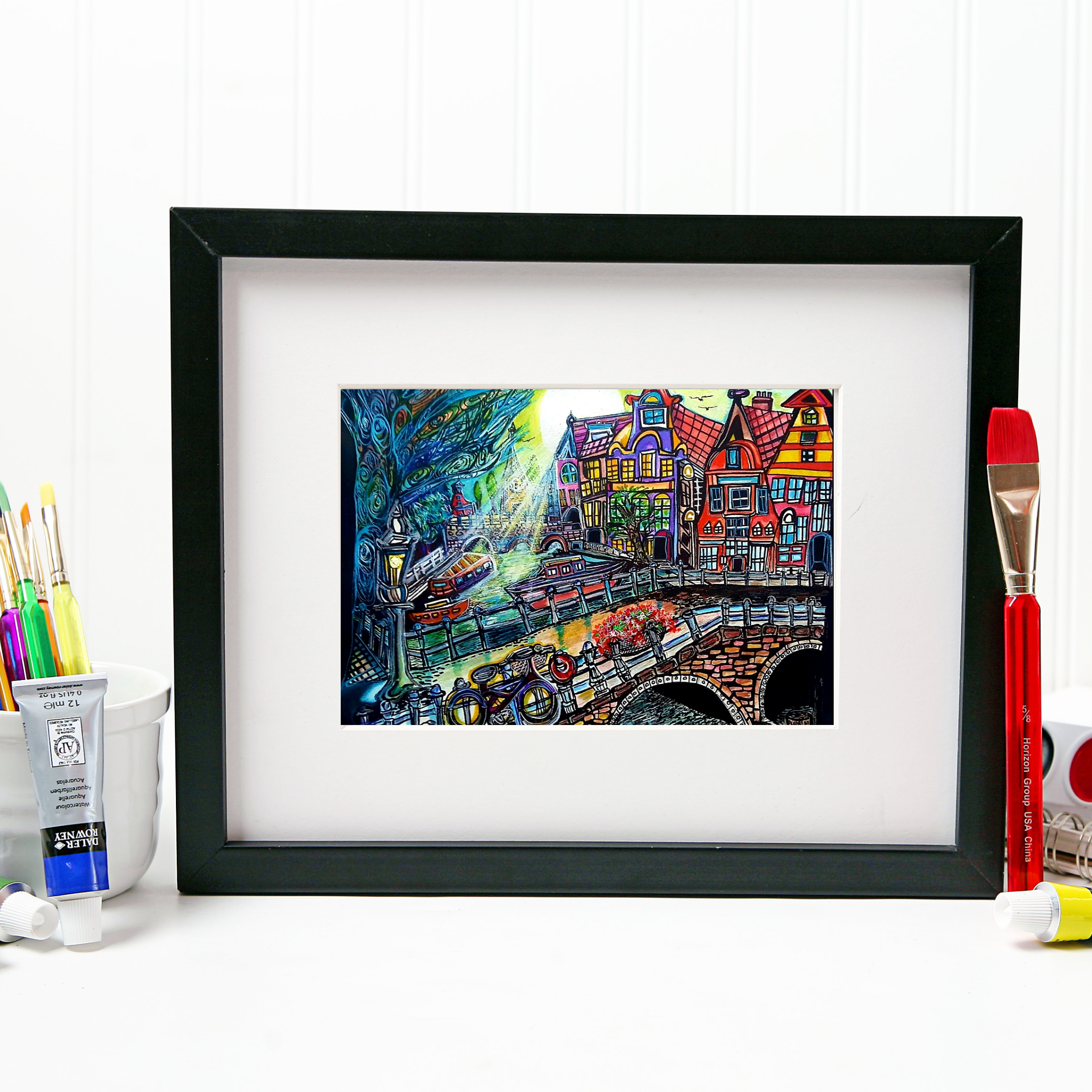 Amsterdam - A4 Mounted Giclee Print 