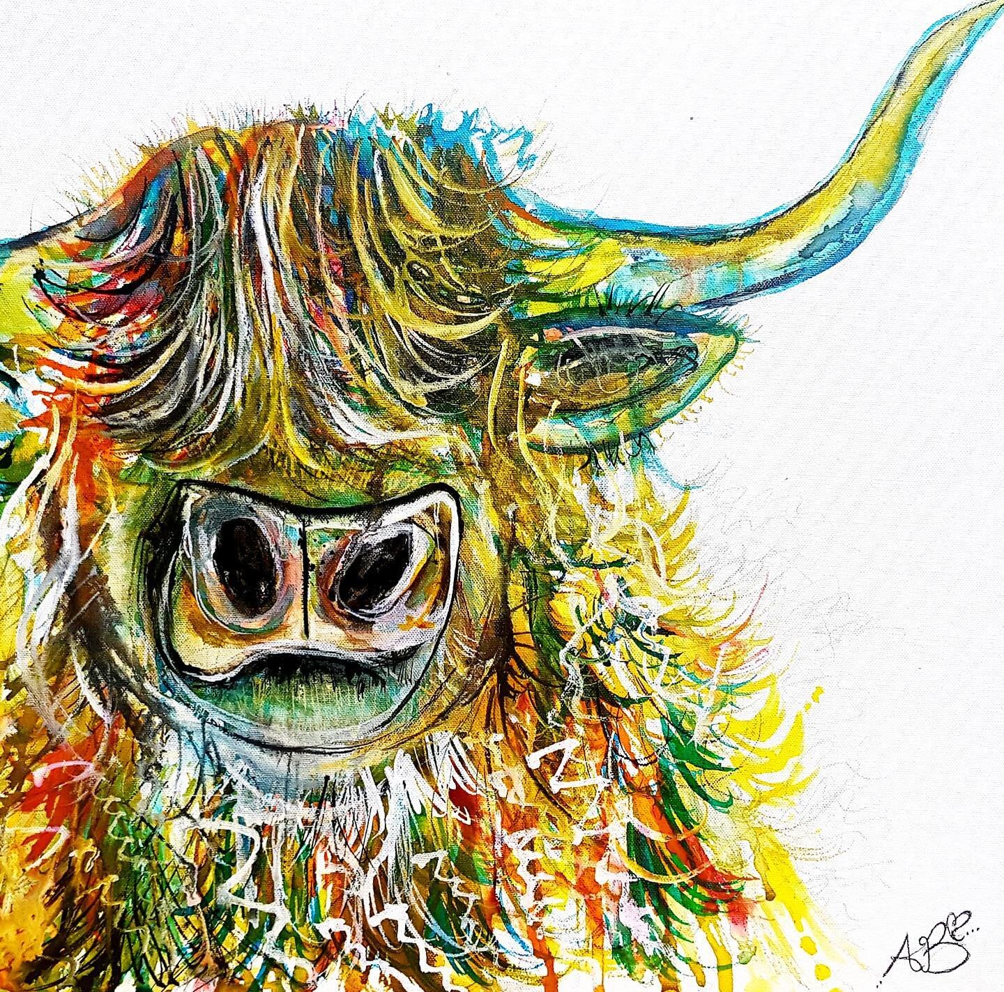 Hiya!! Hope everyone is safe and well! 💕 Here is Cecil to make your evening a little brighter! 🌈💛🐂
.
.
Inks and Watercolours on Canvas. [42 x 60cm] #ashebickillustrations #quirkyanimalseries #commission #canvas #inks #watercolours #colourpop #bel