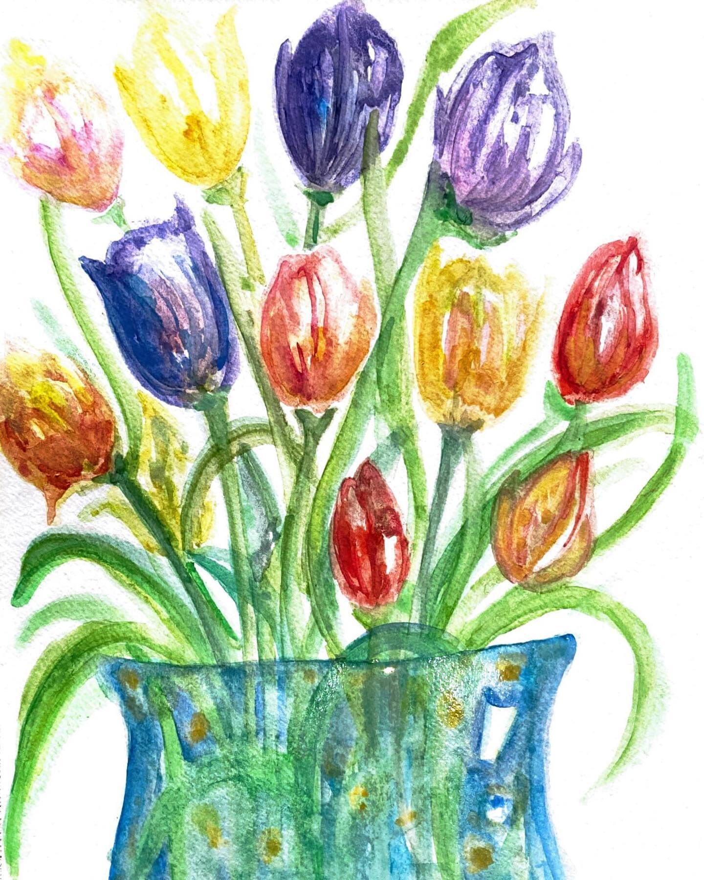 &ldquo;Treasure Tulips&rdquo; (2021) 💐🌷
.
.
 #watercolours #ashebickillustrations #quirkyart #tulips #tulippainting #artist #illustrator #amsterdam #amsterdamcity #colorful #art #flowers #stilllife #watercolourstudy #arttherapy 
&copy;️ Ashleigh Bi