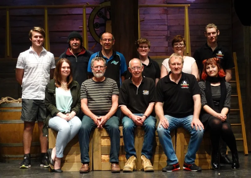 Jonathan Ogilvie (back, right) with crew from Cinderella and the Pirates